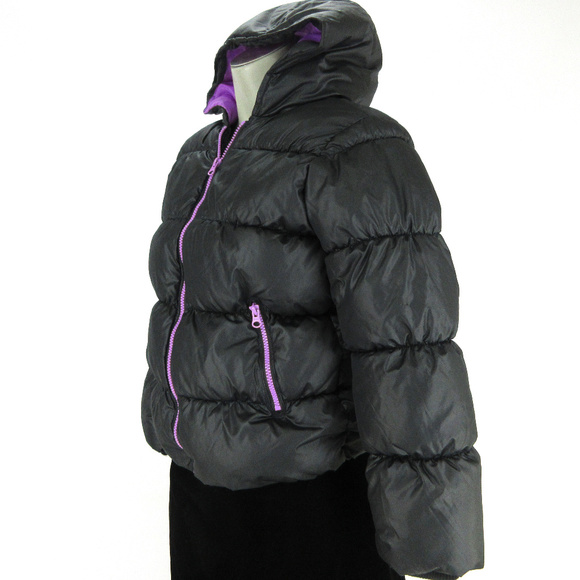 SOLD Old Navy Girls Puffer Jacket Large Black Hood - Picture 3 of 8